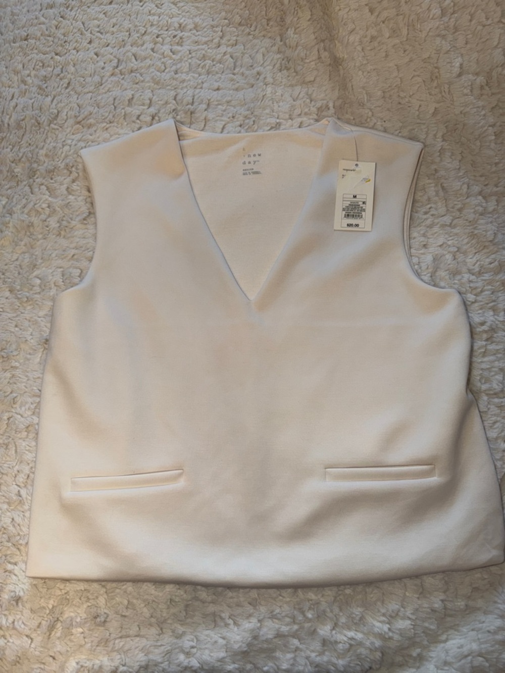 a new day Cream Sleeveless V-Neck Blazer Vest